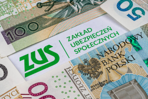 Polskie banknoty, logo ZUS.