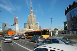 Warszawski ruch uliczny, Pałac Kultury, wieżowce