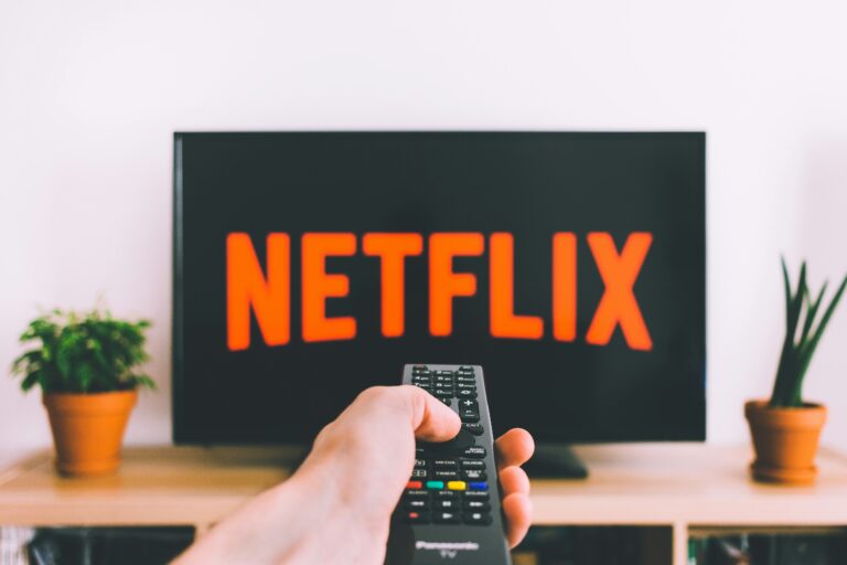 Pilot, ekran z napisem Netflix, rośliny w tle.