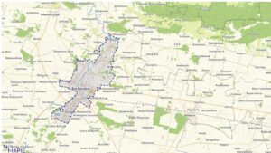 Mapa Sochaczewa i okolic z zaznaczonymi miejscowościami.