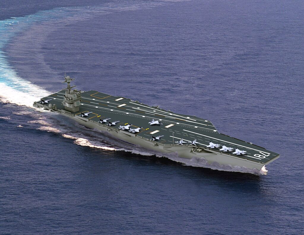 Lotniskowiec USS Ronald Reagan płynący po oceanie